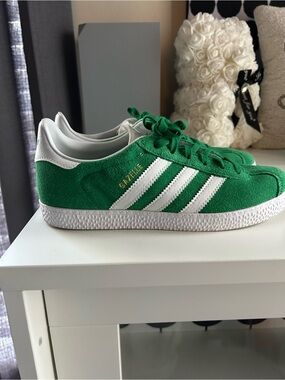 adidas Green Suede Sneakers with White Stripes